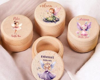 Tooth Fairy Box - Personalised Wooden Tooth Fairy Coin Box - Girl Wooden Tooth Box Keepsake - Christening Gift - Custom Tooth Fairy Coin Box