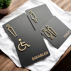 Modern Toilet Sign, Acrylic Bathroom Wall Sign, Minimalist Restroom Door Sign, Contemporary Toilet Plaque, Acrylic WC Sign for Office & Home