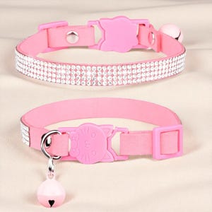 Shiny Rhinestone Cat Collar, Durable Kitten Collar with Safety Buckle, Sparkly Cat Accessory, Lightweight Collar for Cats, Custom Pet Gift