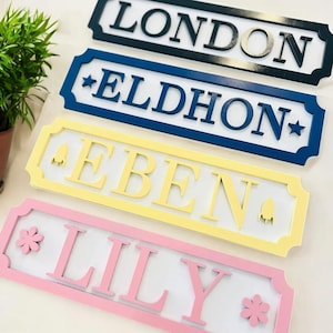 Letrero de madera personalizado con nombre - Letrero con nombre personalizado - Decoración de pared para habitación de niños - Letras de madera - Letrero con nombre para habitación de bebé - Letrero de madera con nombre para bebé