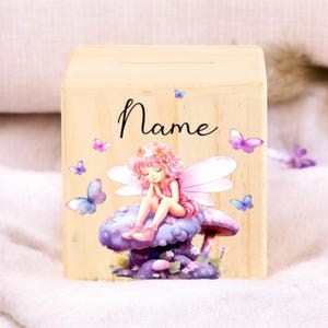 Tirelire en bois pour fille - Tirelire personnalisée avec nom de bébé - Tirelire pour enfant - Tirelire en bois personnalisée - Cadeau de Noël pour enfant