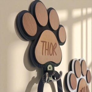 Dog Key & Leash Holder with Name, Personalized Wall Hook for Pet Owners, Dog Parent Gift, Custom Pet Gift Idea, Custom Dog Lover Gift