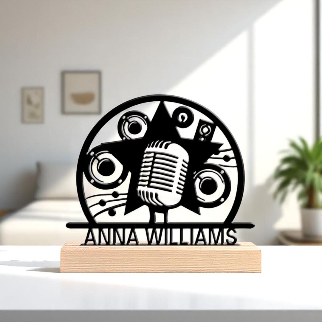 Custom Microphone Name Plaque, Personalized Singer Name Sign, Metal ...