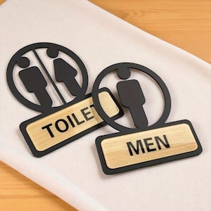 Minimalist Acrylic Bathroom Sign, Modern Toilet Plaque, Gender Neutral Restroom Sign, Washroom Door Sign, Unisex Washroom Plaque