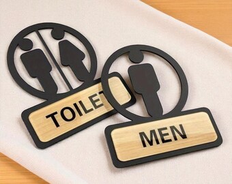 Minimalist Acrylic Bathroom Sign, Modern Toilet Plaque, Gender Neutral Restroom Sign, Washroom Door Sign, Unisex Washroom Plaque