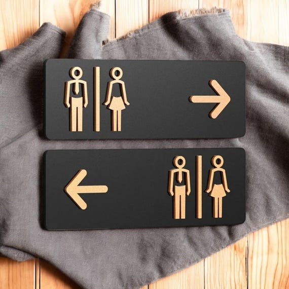 Unisex Bathroom Sign, Acrylic Toilet Door Sign, Modern Restroom Sign, Minimalist Unisex WC Plaque, Washroom Wall Decor, Modern Home Sign