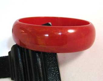 Vintage Red Marbled Bakelite Bangle Bracelet - tested