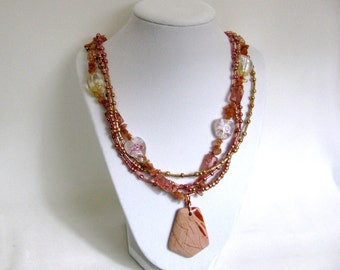 Peach Tones Gemstone Necklaces RKMixables Copper Collection RKM321