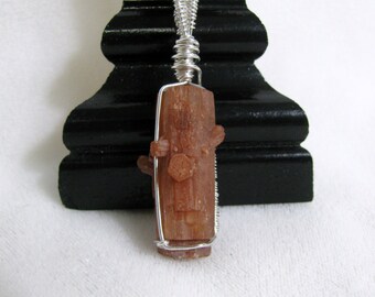 Aragonite Crystal  Tiki God in Sterling Silver Wrap RKS345