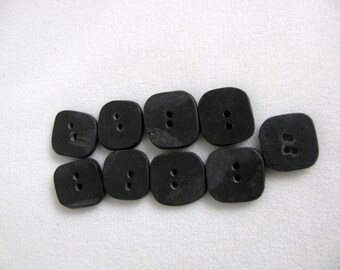 9 Vintage Hand Made Black Stone Buttons