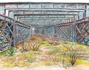 Castlefield Viaduct, Manchester (Original mixed media drawing)