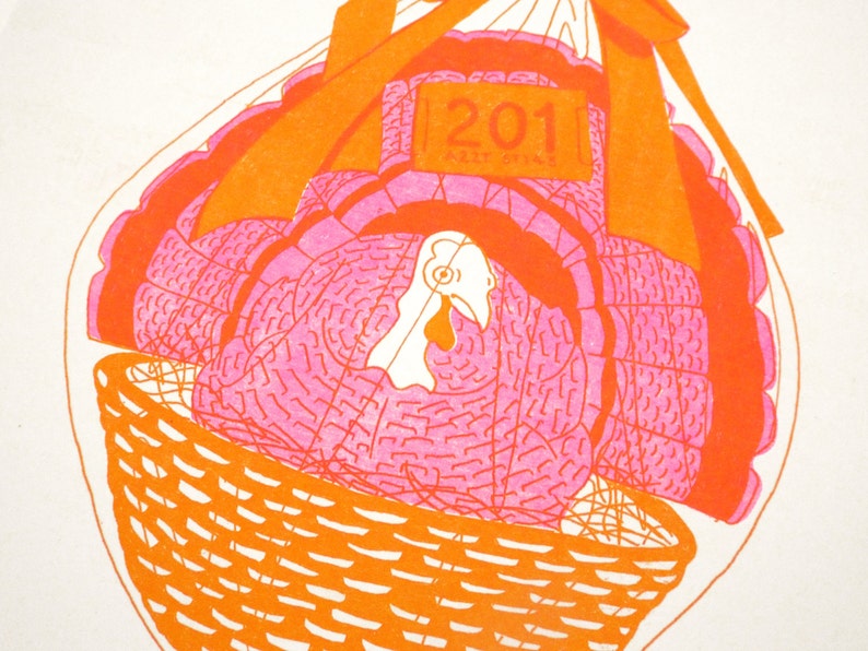 A Raffle of Turkeys Collective Noun No. 4 risograph Print Etsy