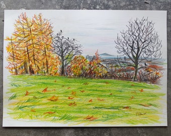 Alexandra Park, Glasgow (Original coloured pencil drawing)