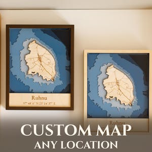 3D-träkarta – personlig bröllops- eller resepresent