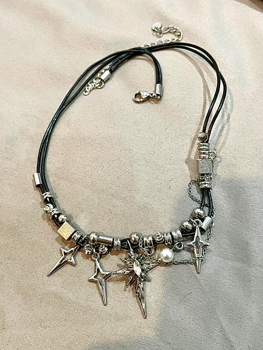 Trendy Punk Heavy Y2K Metal Leather Choker Necklace main image 0