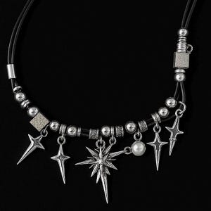 Trendy Punk Heavy Y2K Metal Leather Choker Necklace main image 1