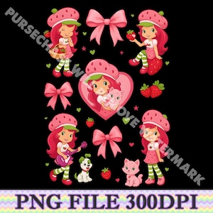 NEW! Strawberry and Friends Characters, Berry Sweet Girl Cartoon Kids PNG, Holiday 2025 Vibes, Best Friends Forever, Girly Birthday Gift