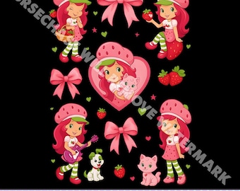 NEW! Strawberry and Friends Characters, Berry Sweet Girl Cartoon Kids PNG, Holiday 2025 Vibes, Best Friends Forever, Girly Birthday Gift