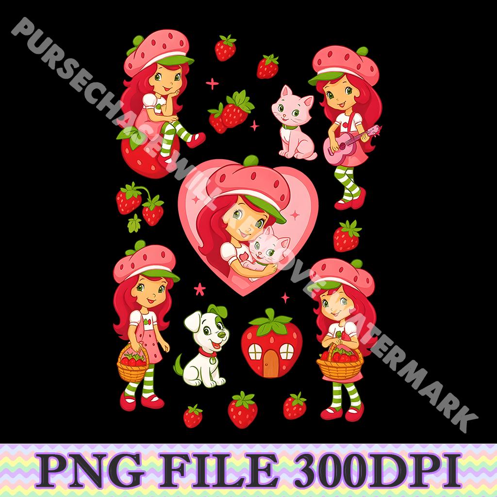 NEW! Strawberry and Friends Characters, Berry Sweet Girl Cartoon Kids PNG, Holiday 2025 Vibes, Best Friends Forever, Girl Birthday Gift Png