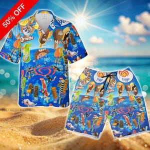 Funny Ice Cream Hawaiian Shirts Men&#39;s Hawaiian Shirt, Ice Cream Shirt, Ice Cream Beach, Hawaiian Beach Shirt, Summer Vibes, Family Matching