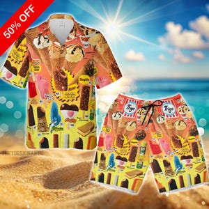 Summer Hawaiian Shirt,Hawaiian Shirt Ice Cream Hawaiian Shirts Men&#39;s Hawaiian Shirt, Ice Cream Shirt, Ice Cream Beach, Hawaiian Beach Shirt