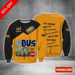Busfahrer Kundenspezifisches 3D Sweatshirt, Schulbus Volldruck-Shirt für Fahrer, Weihnachtsgeschenk für Busfahrer
