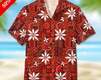 Elvis Tribal Pattern Hawaiian Shirt, Summer Short Sleeve Aloha Shirt, Vacation Holiday Shirt, Family Matching Shirt