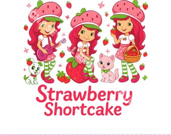 NEW! Berry Sweet Girl Cartoon Kids PNG, Best Friends Forever, Girl Birthday Gift, Strawberry and Friends Characters, Holiday 2025 Vibes Png
