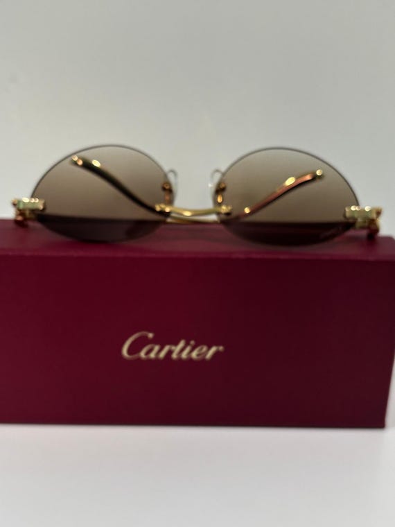 Cartier Rimless Eyeglasses: Vintage Style Gold & Brown  display picture 1