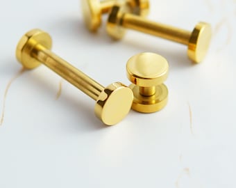 Rivetti a vite Chicago in pelle di lusso / Oro e argento / 8 x 3 x 4 - Altezza 20 mm