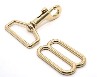 Artisan-Grade Brass Hardware Kit: Dog Snaps, Lobster Claws Adjuster Buckles for Japanese-Style Purses, Equestrian Gear Daypacks