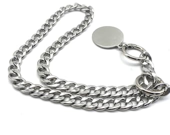 Benutzerdefinierte Edelstahl Hundehalsband Kette Federring Verschluss Haustiere Choke Kragen, personalisierte Namensschild