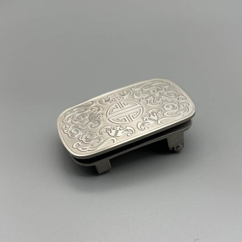 Pure Titanium Automatic Belt Buckle 3.5cm/3.8cm, Men's Premium Auto-Lock Clasp, Hypoallergenic Dress Belt Hardware image 3