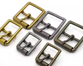 Massief messing riemset met gesp, zware D-ring schuifgesp, antieke afwerking riemhardware voor leerambachten, gesp in westerse stijl