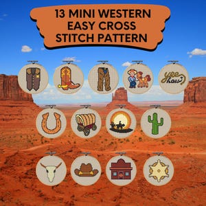 Bundle Western Cowboy Cross Stitch Patterns  / Rustic and Classic Designs / Perfect for Western Themed Cross Stitch , set of 13 xstitch