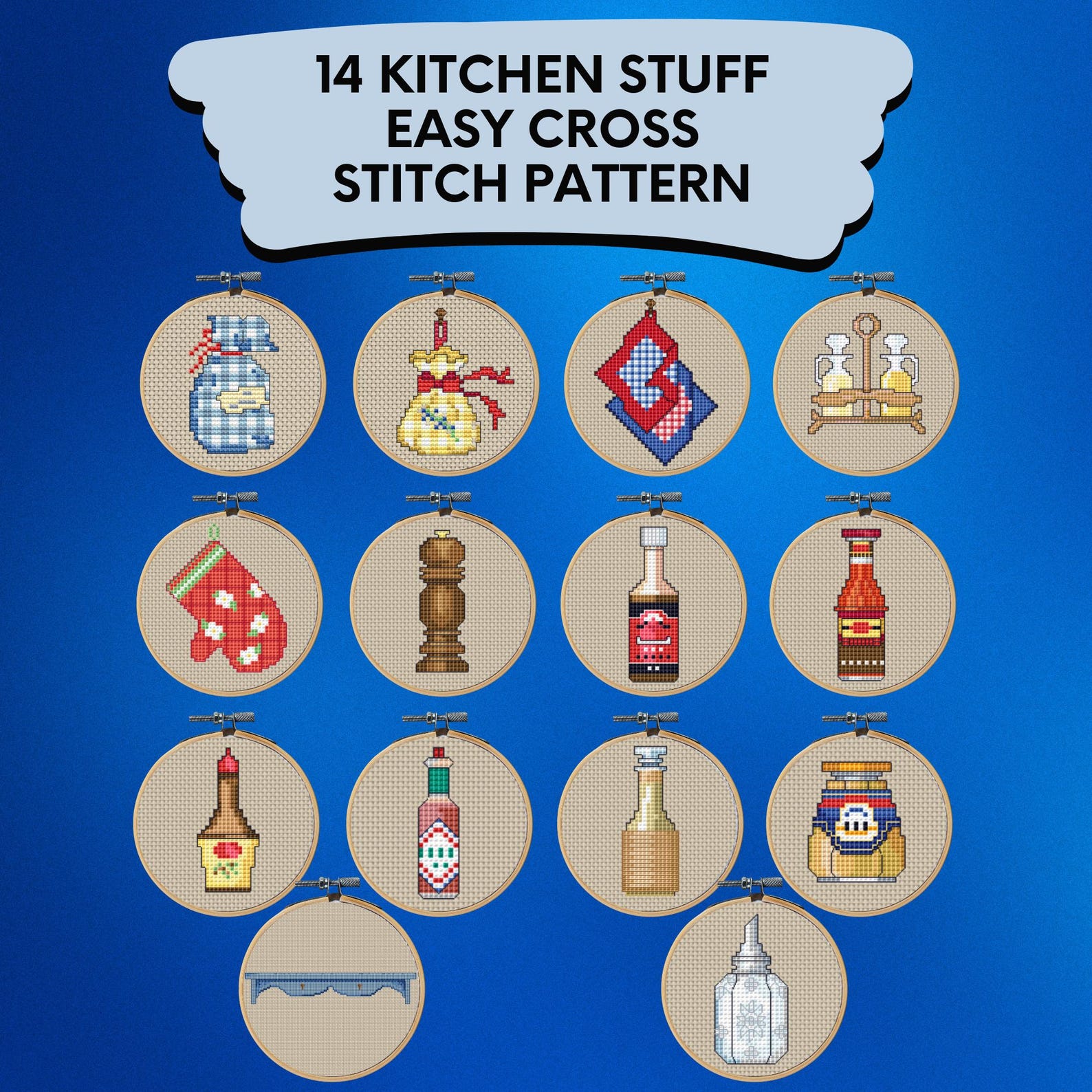 Kitchen Stuff Cross Stitch Patterns Bundle , 14 Mini Easy Kitchen Stuff ...