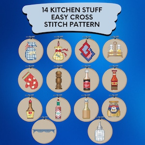 Kitchen Stuff Cross Stitch Patterns Bundle , 14 Mini Easy Kitchen Stuff Cross Stitch Pattern , Kitchen Cross Stitch Pattern , xStitch Bundle