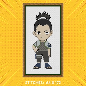 Shikamaru Nara Cross Stitch Pattern PDF – Anime Cross Stitch – Manga Cross Stitch Design – Naruto Inspired Embroidery – Instant Download