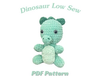 Lindo dinosaurio Amigurumi Crochet Plushie con patrón de ganchillo de descarga instantánea, patrón de ganchillo de dinosaurio de costura baja