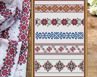 Set of 10 Borders cross stitch Pattern , Floral Border cross stitch pattern , border cross stitch sampler , Borders motif cross stitch