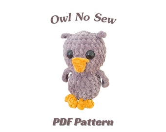 Cómo hacer un búho sin coser, patrón de crochet en pdf en inglés, patrón sin coser, patrón de costura baja, patrón de búho, patrón de búho sin coser amigurumi