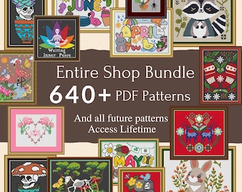 Entire Shop Bundle cross stitch pattern / Mega Bundle Mini Cross Stitch Patterns / Access lifetime pack embroidery instant download pdf for