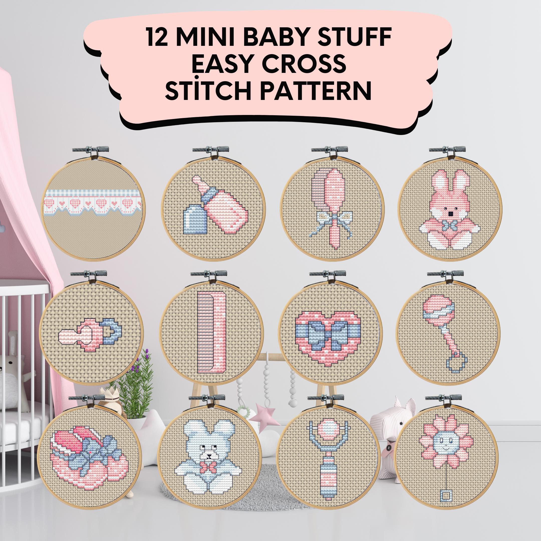 Bundle Baby Stuff Cross Stitch Pattern , Set of 12 Mini Baby Cross ...