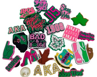 AKA Pretty in Pink SkeeWee J15 Sorority Soror Shoe Charms
