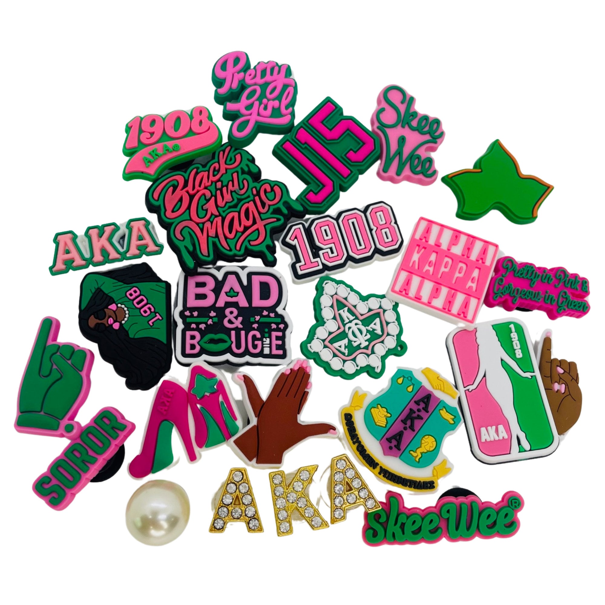 AKA Pretty in Pink SkeeWee J15 Sorority Soror Shoe Charms