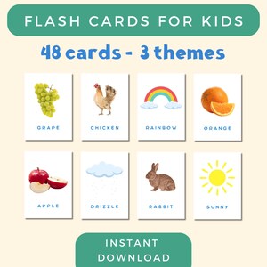 Flashcards for kids, Printable Flash Cards, Flash cards, Montessori Printable, Homeschool Printable, Digital flashcard, Learning card