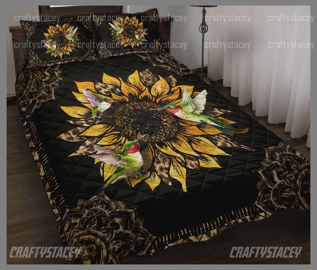 Personalized Hummingbird Quilt - Flower Bedding Twin Size