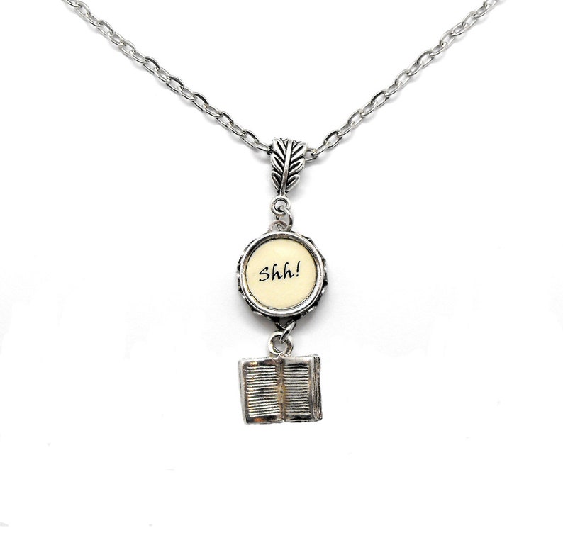 SHH Librarian Necklace Library Literary Jewelry