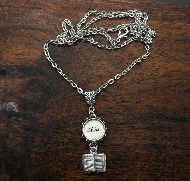 SHH Librarian Necklace Library Literary Jewelry
