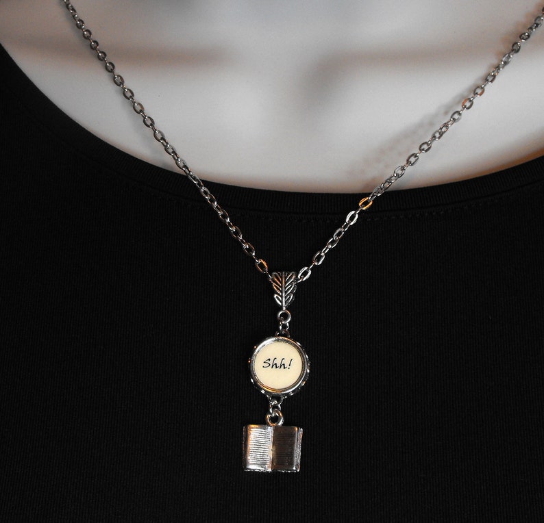 SHH Librarian Necklace Library Literary Jewelry